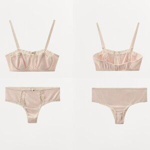 ZARA Lingerie Set – Pale Pink Lace Bralette & Thong (NWT)